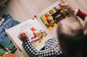 parent and toddler reading