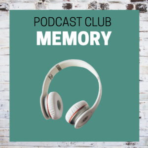 Podcast Club Memory: set of white headphones