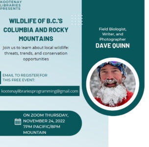 Speaker event: Dave Quinn - Biologist, Writer and Photographer