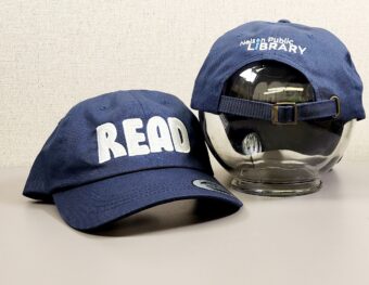 New NPL Dad Hats, blue, embroidered, with "READ" in large text. Front and back of product shown.